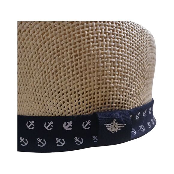 Men's Dockers Straw Gambler Hat with Anchor Print Band,  Brim Hat - Picture 3 of 4